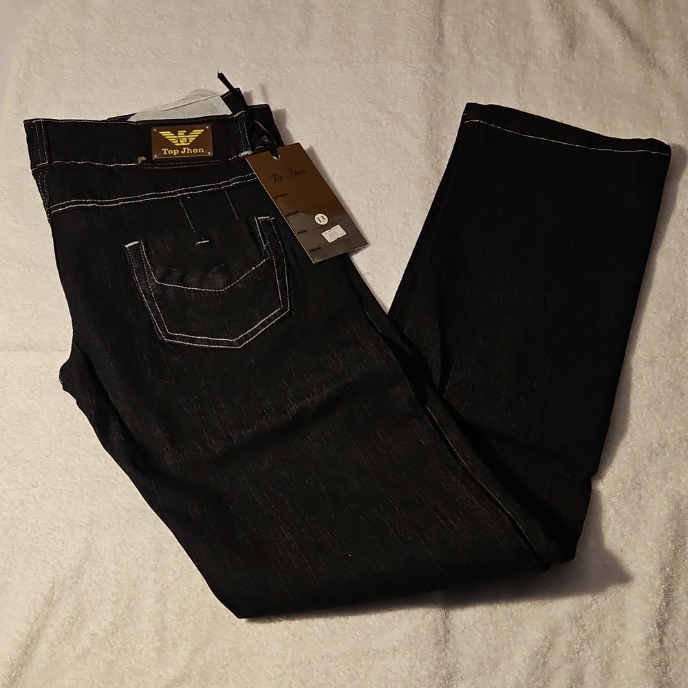 Top Jhon women's Black Cotton Spandex Size 13/14 MP0009 Adjustable Waist